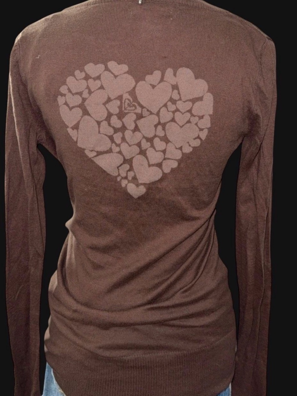 Roxy Brown Long-Sleeve Heart Graphic Tee